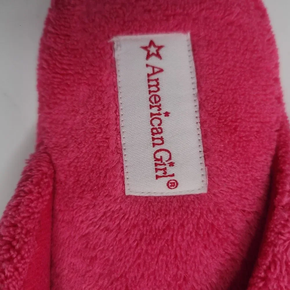 American Girl SLIPPERS for GIRLS Size Medium 3.5 - 5 Hot Pink Slip On Hearts